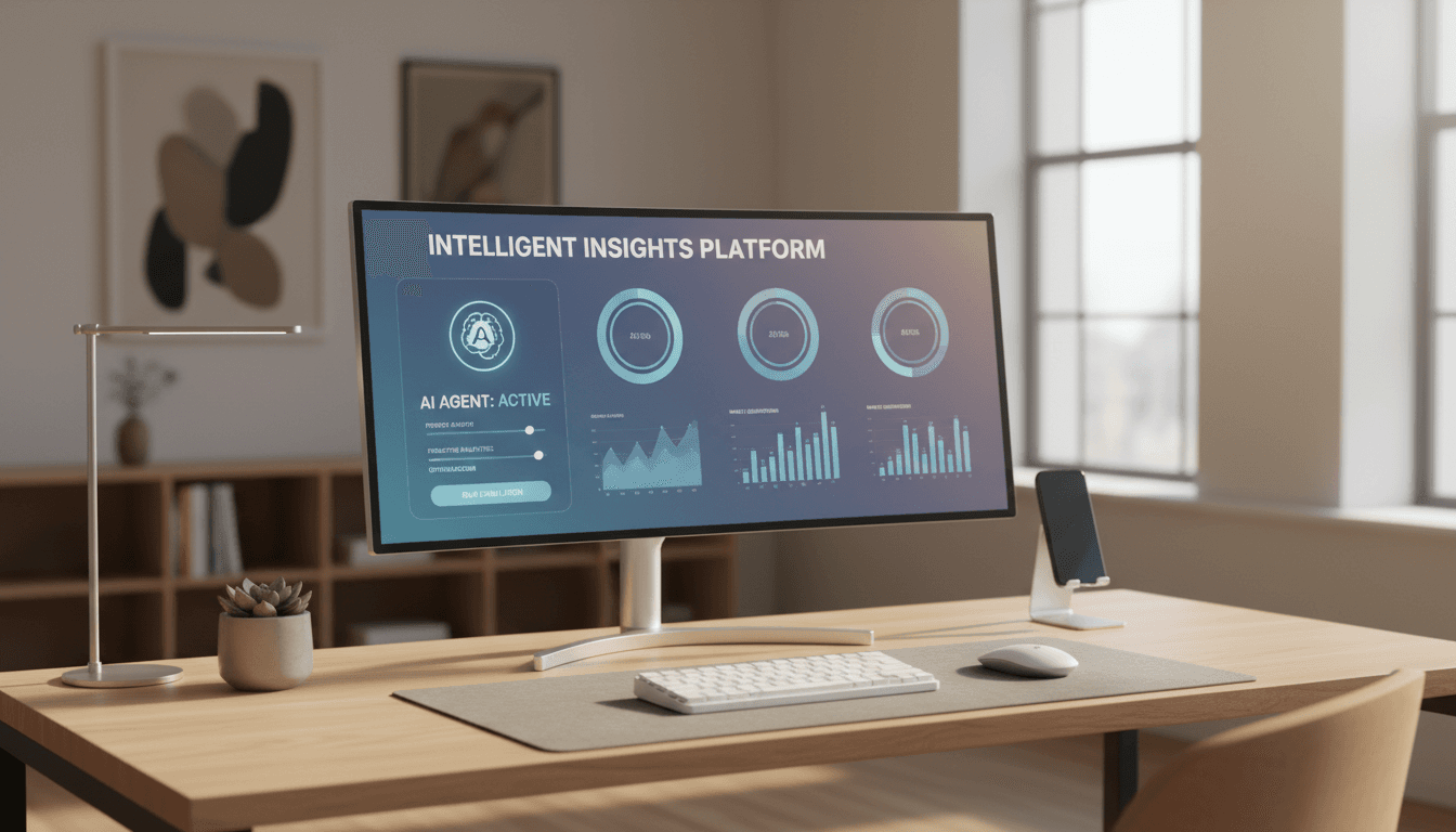 Smart AI agent dashboard on professional desktop