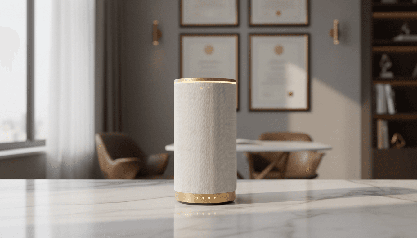 AI receptionist smart device in professional office