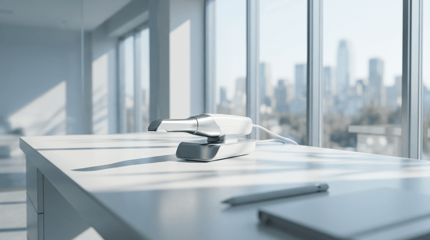 Elegant mobile-first website displayed on tablet in luxury workspace