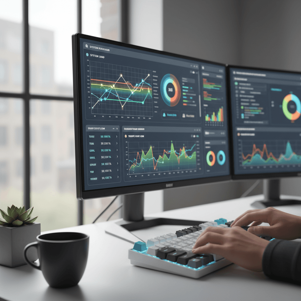 Custom AI tool dashboard on professional computer monitor