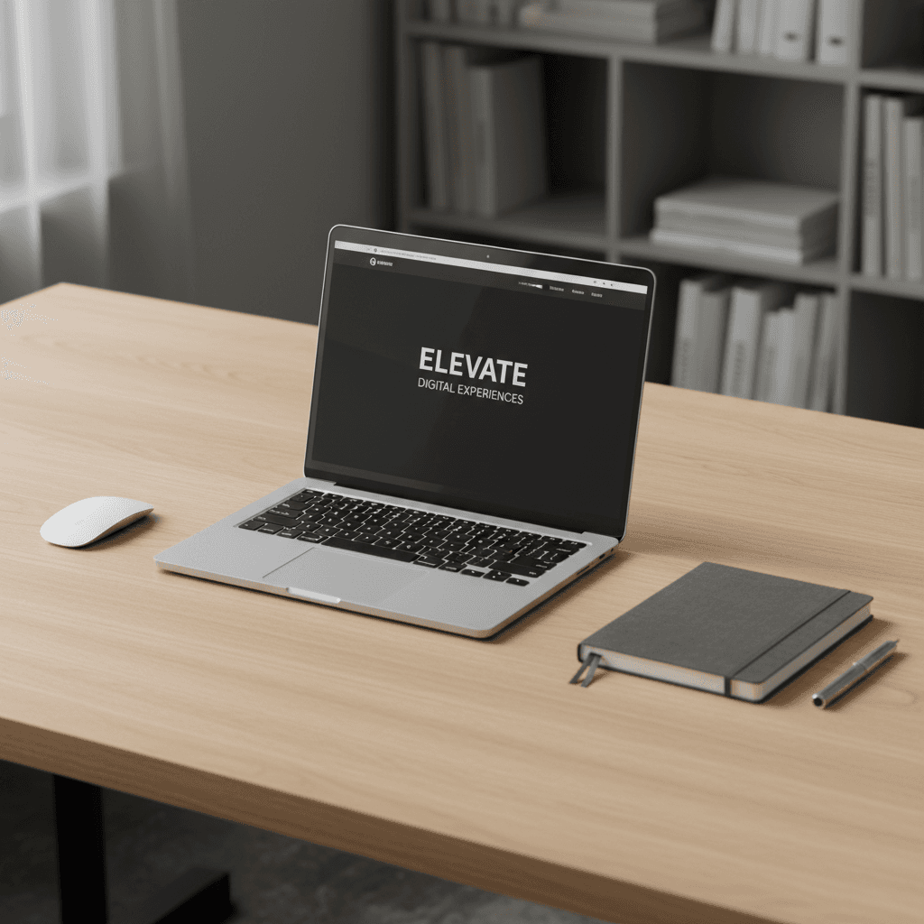 Custom digital tool interface displayed on laptop with design workspace